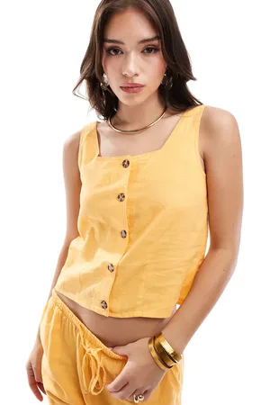JDY Linen mix square neck vest in - part of a set