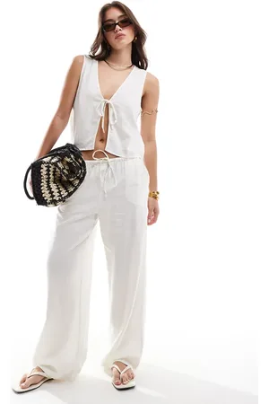 JDY Linen look straight leg pants in - part of a set