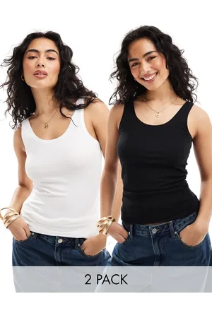ONLY 2 pack jersey tank top in and white