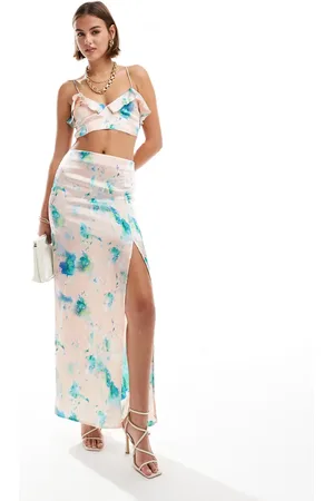 ASOS Satin maxi skirt in marble print - part of a set