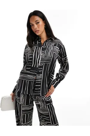 Style Cheat Oversized satin shirt in mono print - part of a set