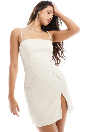 Style Cheat Mini tuxedo cami dress in stone