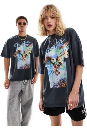 ASOS Unisex oversized licensed T-shirt with Fender Guitar graphic prints in washed