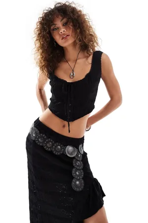 Bailey Rose Lace up corset top in texture - part of a set
