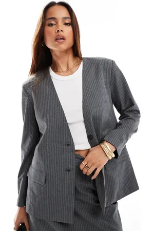 JDY Collarless pinstripe blazer in - part of a set