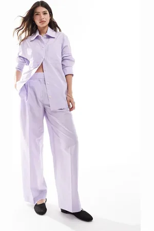 MANGO Oversized stripe pants in lilac - part of a set