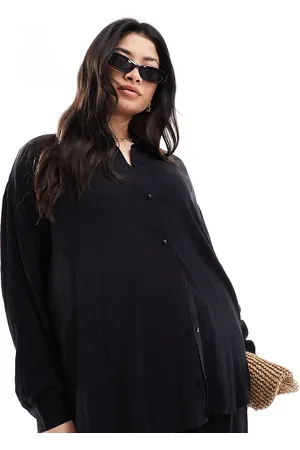 Yours Oversized crinkle shirt in - part of a set