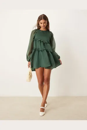 Ghospell Ayesha organza mini dress in emerald