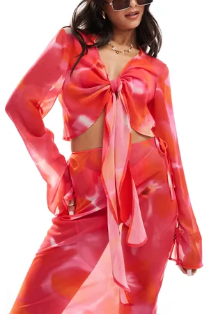 Style Cheat Wrap front beach top in pink marble - part of a set