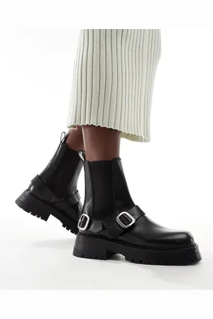 ASOS Arena leather harness chelsea boots in