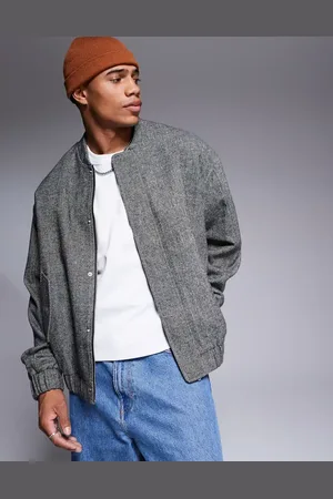 ASOS Oversized wool look herringbone bomber jacket in