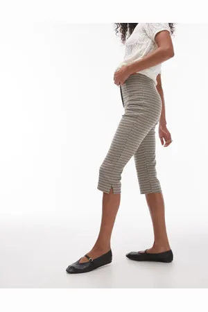 Topshop Bengaline capri pants in heritage plaid