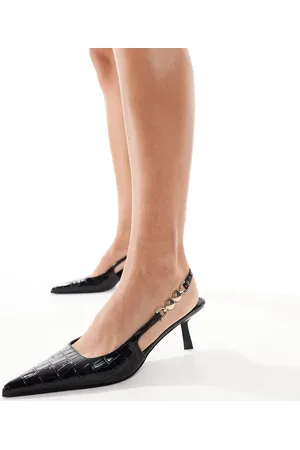 Raid Ankana slingback kitten heel shoes in croc patent