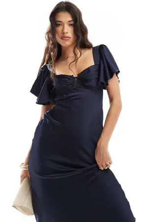 Love Triangle Satin midi dress with corset detail in