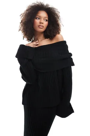 SNDYS Ribbed knit foldover bardot sweater in - part of a set