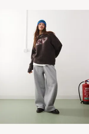 Reclaimed Unisex wide leg sweatpants in heather