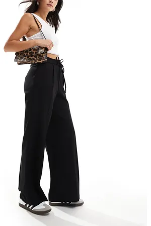 Stradivarius Bow belt wide leg pants in