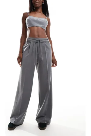 Stradivarius Bow belt wide leg pants in