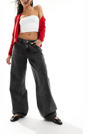 Dr Denim Hill relaxed fit low waist wide straight leg jeans in marble wash