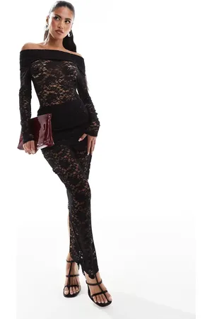Murci Exclusive lace bardot top and maxi skirt set in