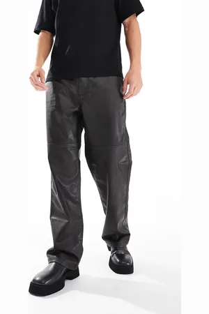 Pull&Bear Wide leg faux leather pants in