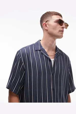 Topman Short sleeve striped shirt in navy