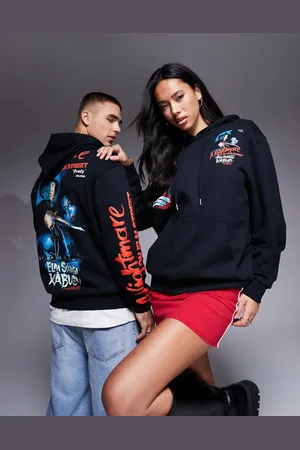 ASOS Halloween unisex oversized hoodie with Nightmare on Elm Street puff prints in