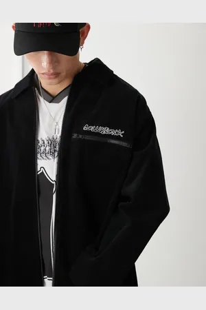 COLLUSION Oversized shacket in cord with embroidery detail in