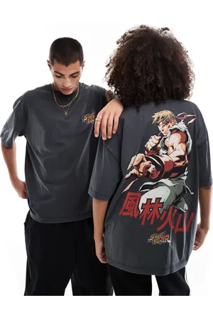 ASOS Unisex oversized licensed t-shirt with Street Fighter prints in washed