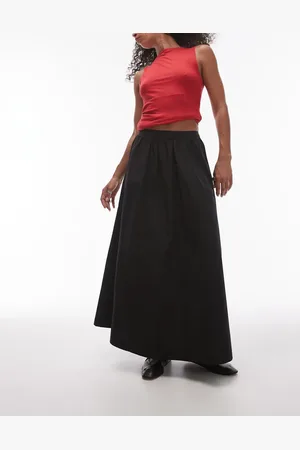 Topshop Poplin full midi skirt in