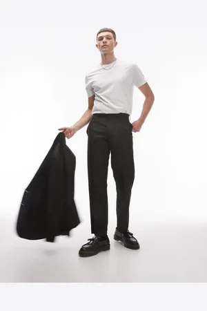 Topman Straight mixed fabric suit pants in