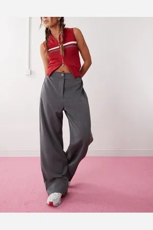 Reclaimed Slouchy tailored wide leg pants in gray