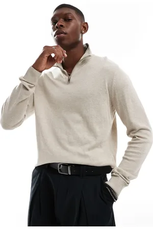 JACK & JONES Knitted half zip in beige