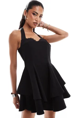 Murci Exclusive halterneck bra detail mini skater dress in