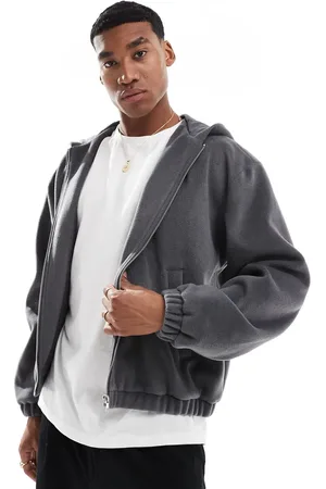 ASOS Wool look bomber jacket with hood in