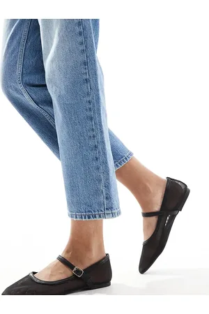 SEQWL Buckle strap ballet flats in black