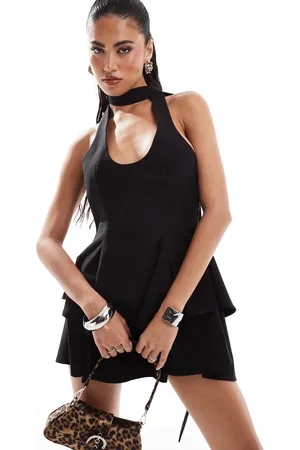 Murci Exclusive halterneck ruffle skirt mini dress in