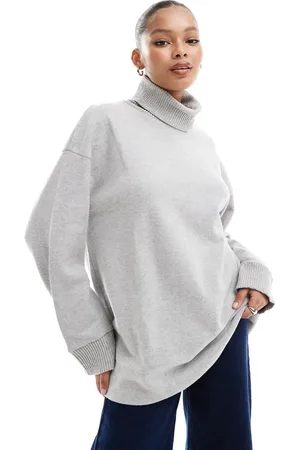 ASOS Supersoft long line turtleneck in gray heather