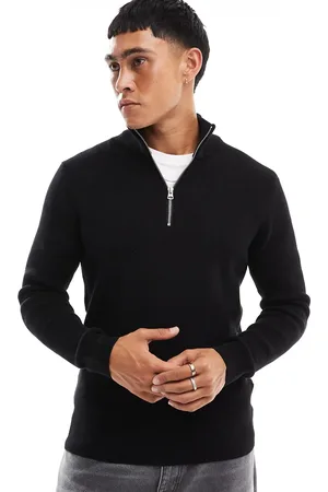 Only & Sons Ribbed half zip sweater in