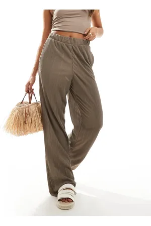 JDY High leg wide leg plisse pants in light