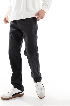 JACK & JONES Tapered fit smart pants with drawstring waist in dark