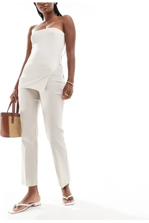 MANGO Pull on stretch linen pants in beige