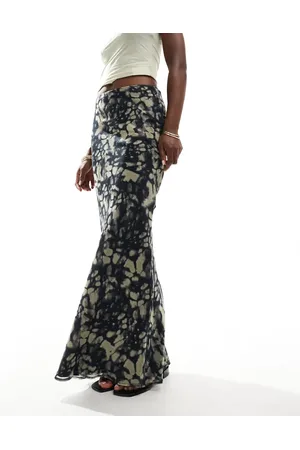 ASOS Chiffon bias maxi skirt in blurred abstract print