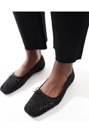 Stradivarius Square toe embellished ballet flats in