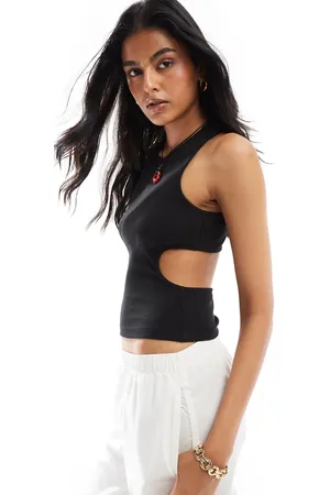 ONLY Ribbed tank top with cut out detail in