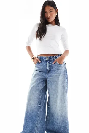 Stradivarius Petite adjustable waist baggy jeans in medium