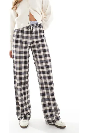 Pull&Bear Straight leg pants with boxer waistband in plaid