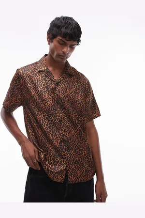 Topman Short sleeve leopard print shirt in