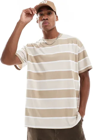 Threadbare Oversized striped t-shirt in light