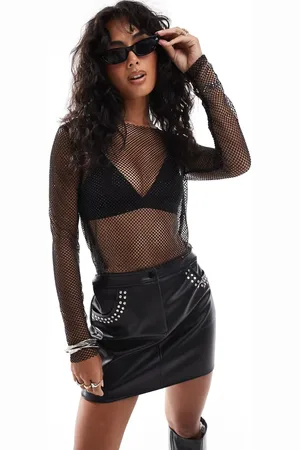 Stradivarius Fishnet long sleeve top in